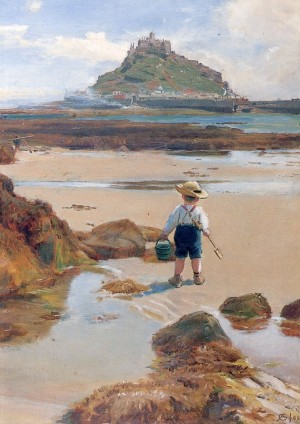 A small boy fishing